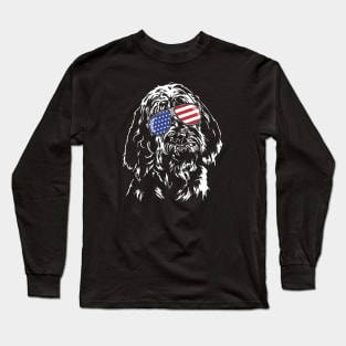 Proud Italian Spinone American Flag sunglasses dog Long Sleeve T-Shirt